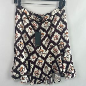 NWT Scotch and Soda Brown Print Ruffle Mini Skirt